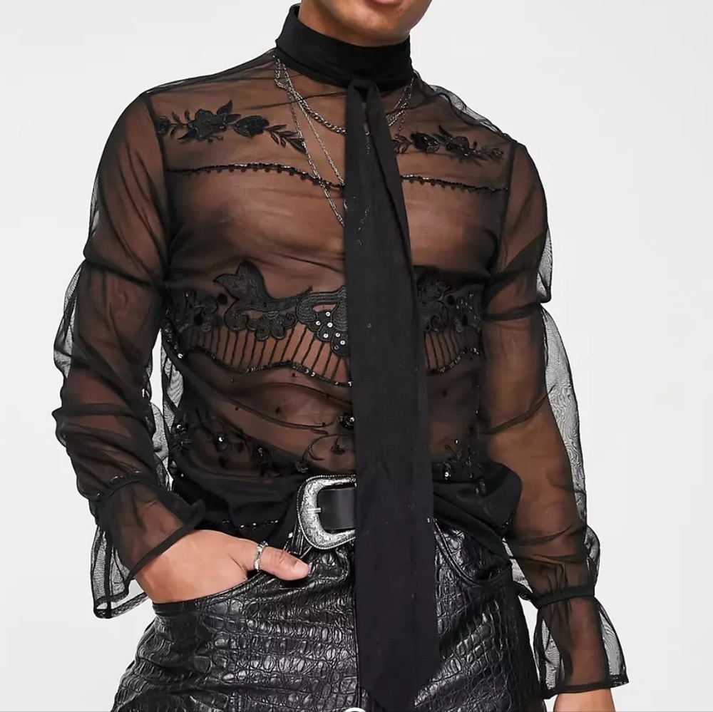 ASOS tie neck top 2xl